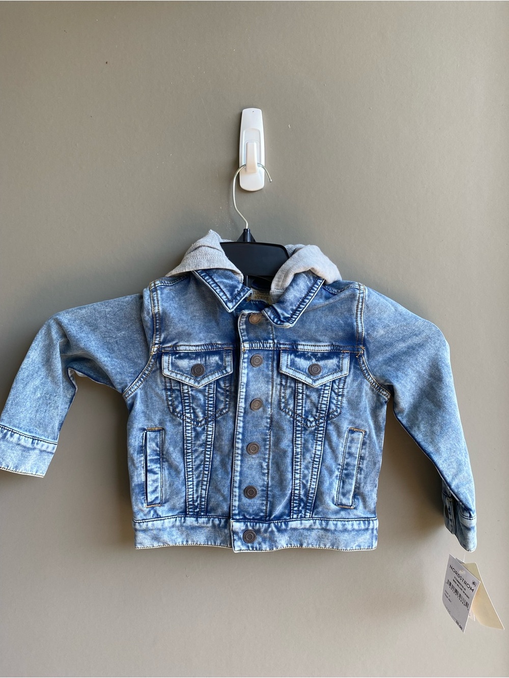 Tucker + Tate Light Blue Denim Jacket with Gray Hood New Size 2
